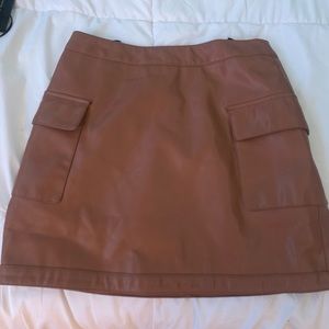 brown faux leather skirt